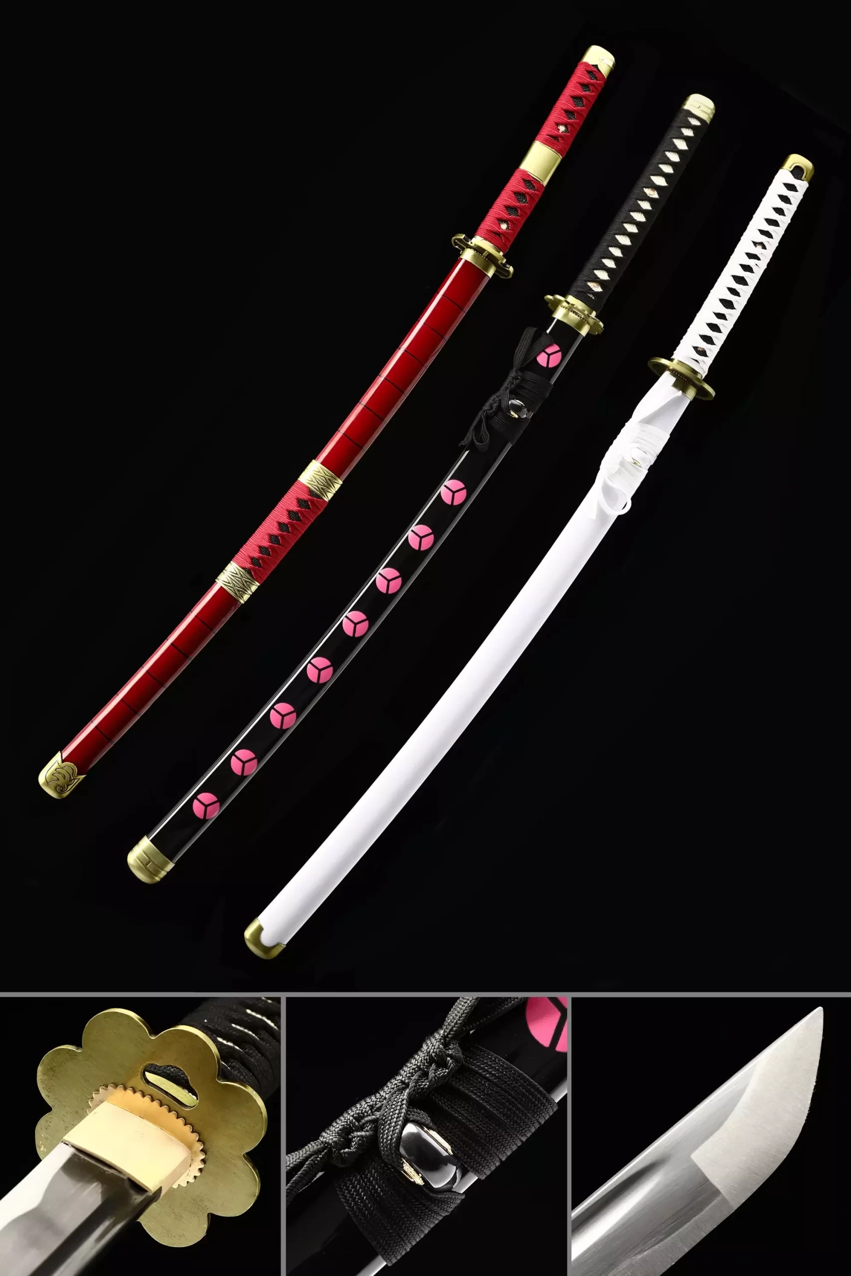 Katana - Espada de anime Roronoa Zoro, Shusui, Wado Ichimonji,  Shodai Kitetsu, espada samurai real de acero inoxidable, textura original  de anime, para juegos de rol, actuación en escenario y regalo, 